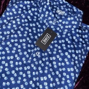Zire Men's Blue Dice-Print Button-Up Shirt